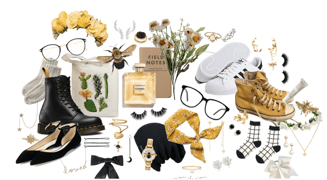Hufflepuff Inspired Fashion Collage PNG