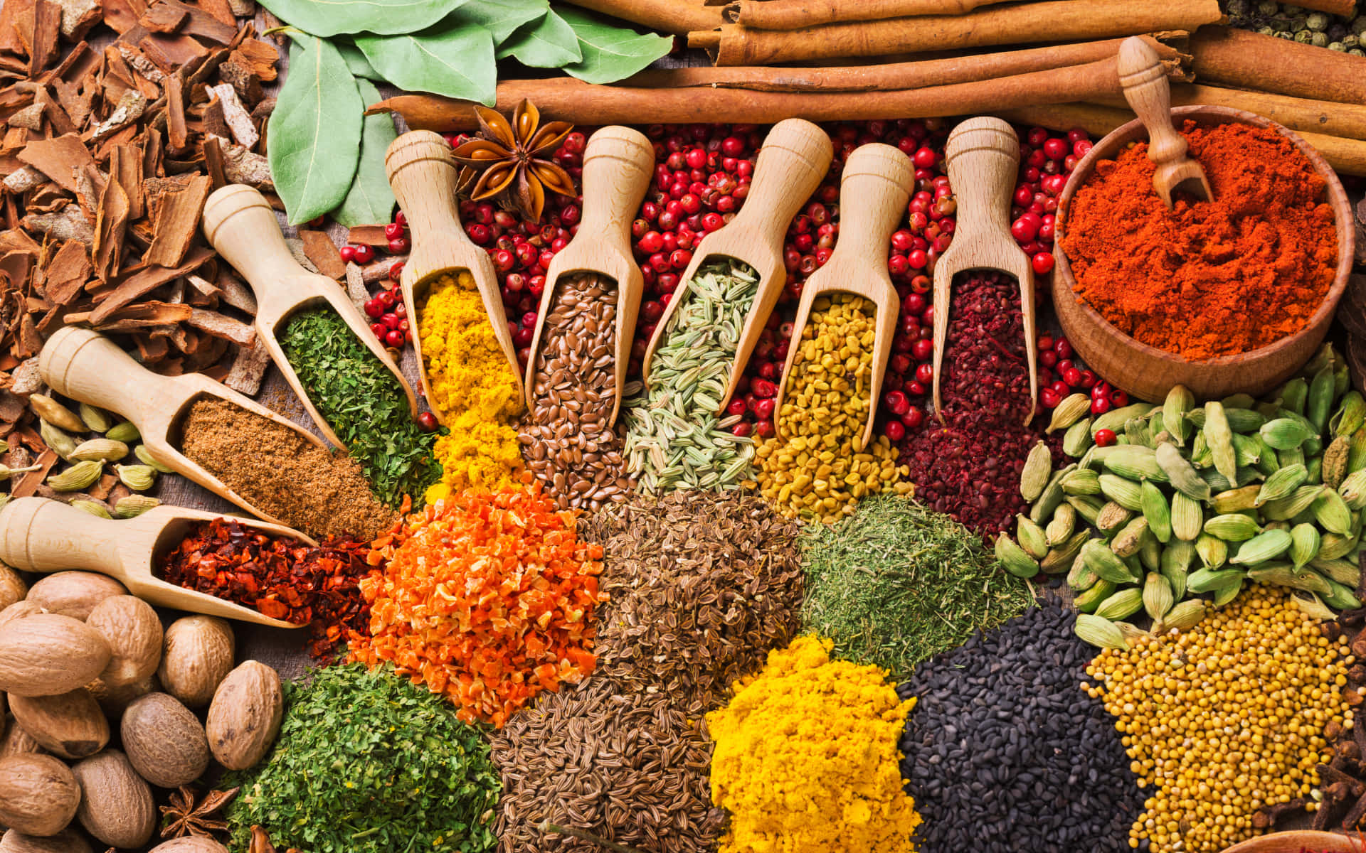 Huge Amount Of Colorful Spices Wallpaper