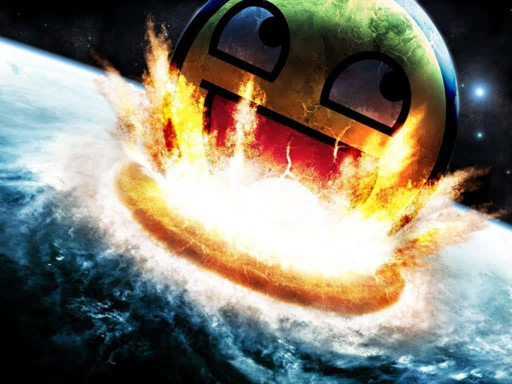 Enenorm Bakgrund Med Explosion Av Goofy-emojis.