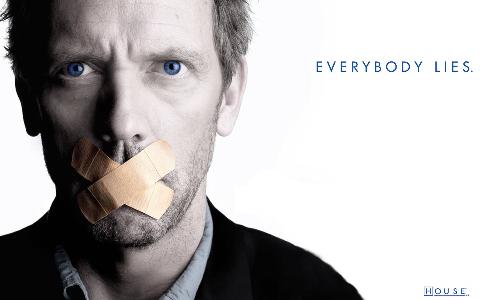 Hugh Laurie posing in 'Everybody Lies' poster Wallpaper