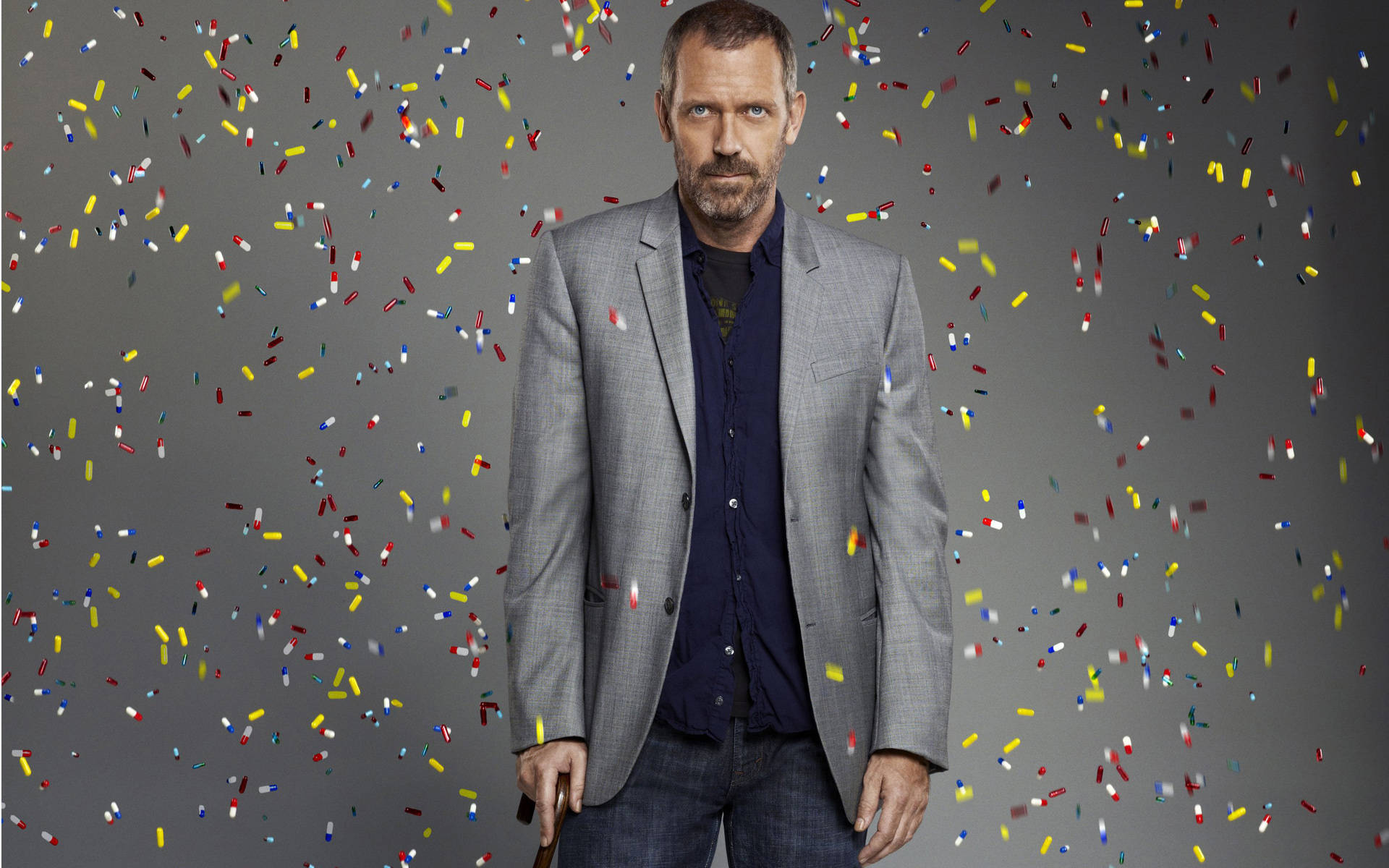 Hugh Laurie Portrait With Confetti Wallpaper
