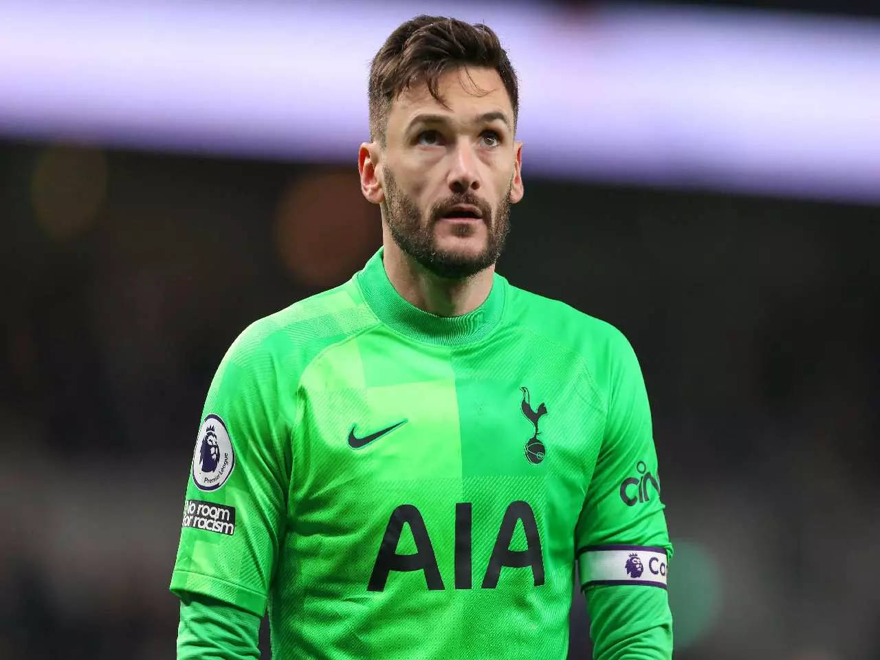 Caption: Hugo Lloris in Action with his Green Jersey Wallpaper