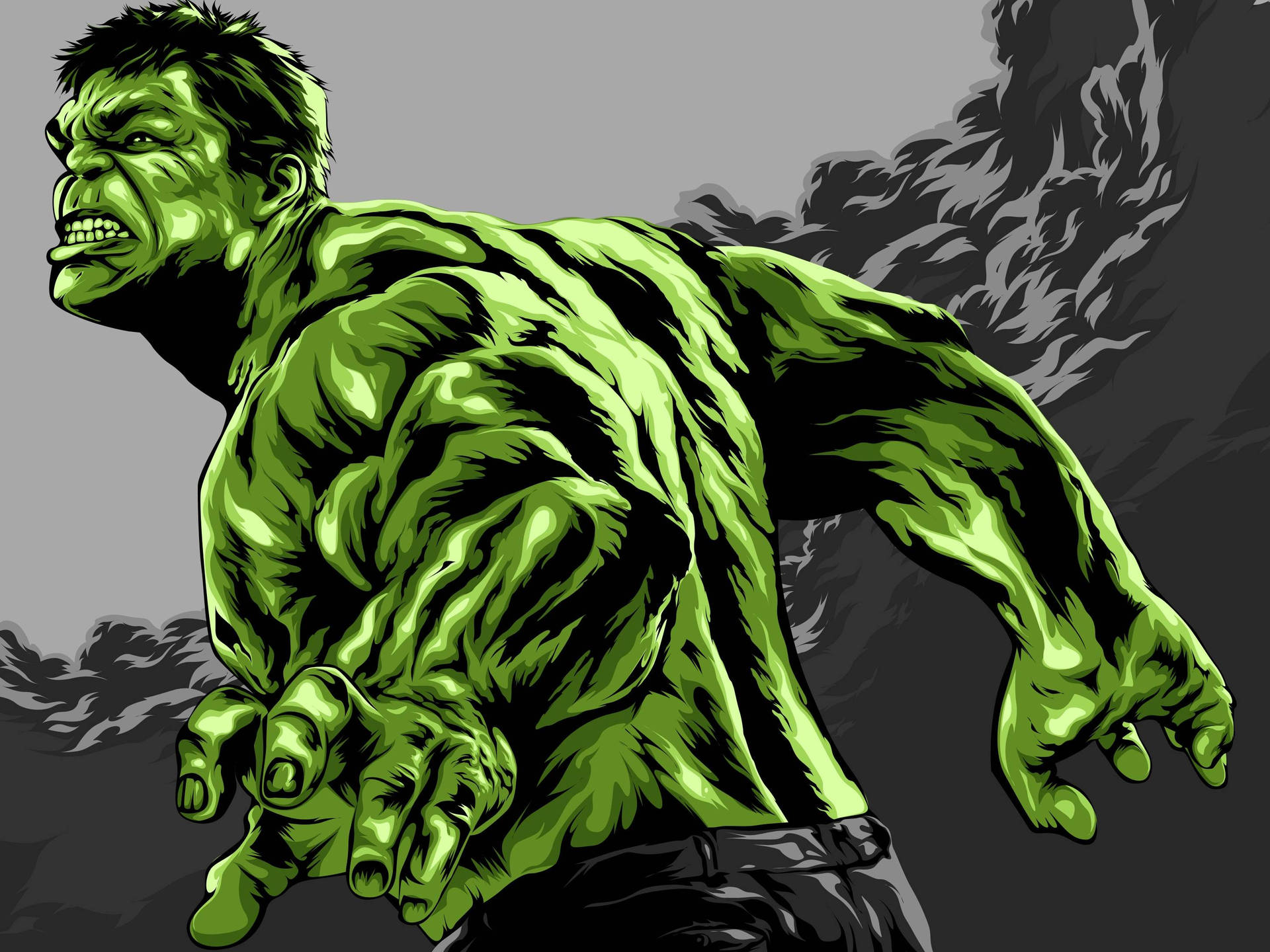 Hulk Art On Black Background