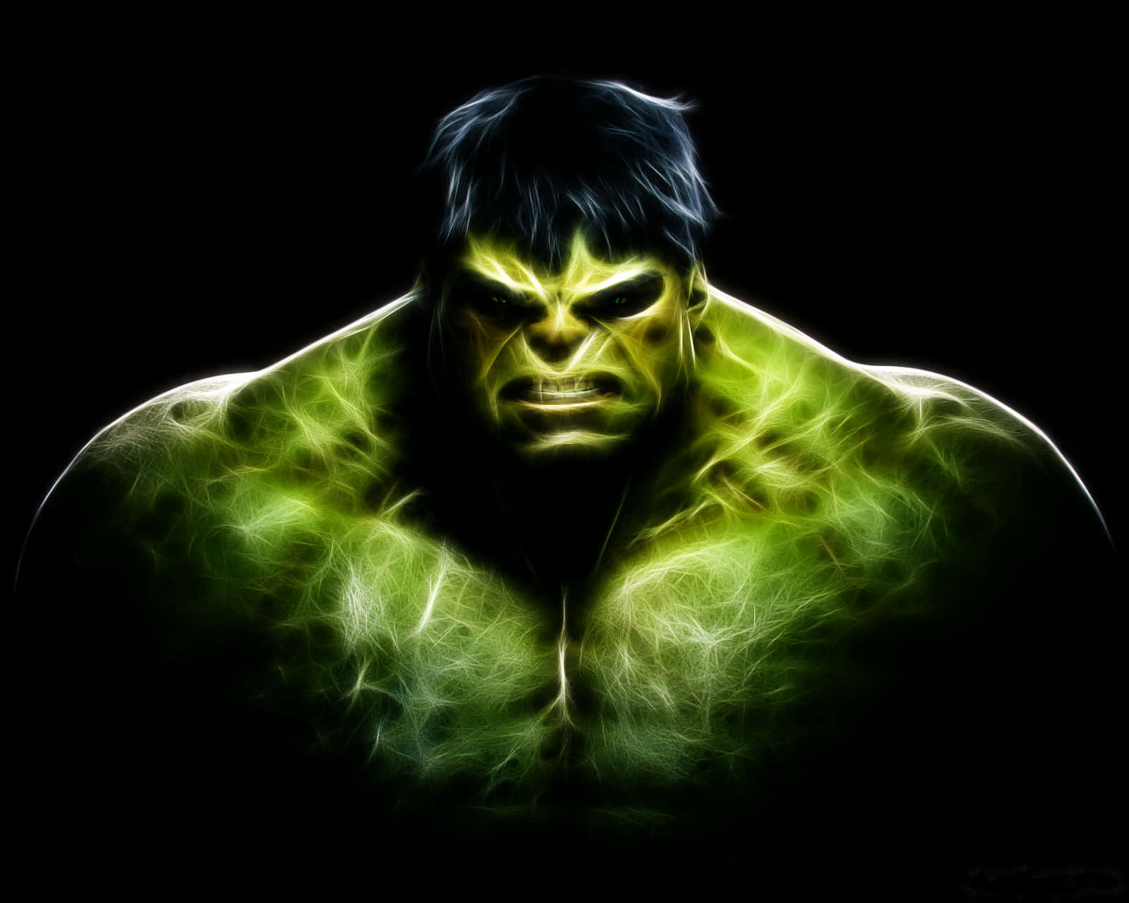 Hulk stands in front of a gold and blue background.