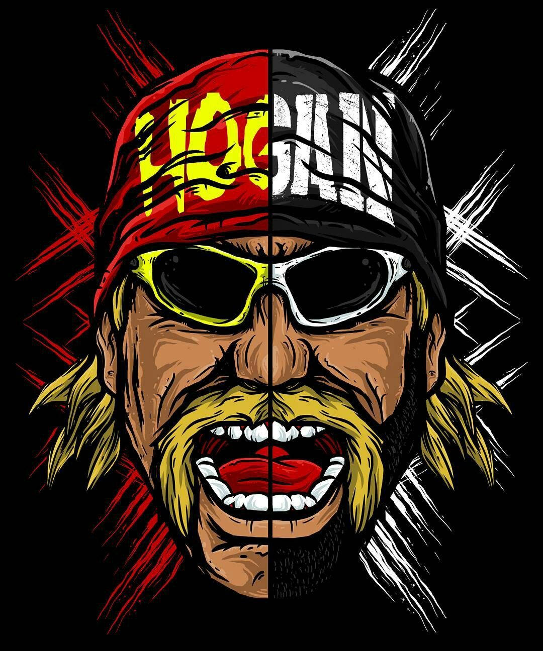 Hulk Hogan Cartoon Artwork Tapet: Skab et gadescene med dette uimmodståelige Hulk Hogan Cartoon Artwork-tapet. Wallpaper
