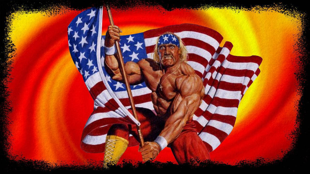 Hulk Hogan Wrestling Superstar With Flag Wallpaper