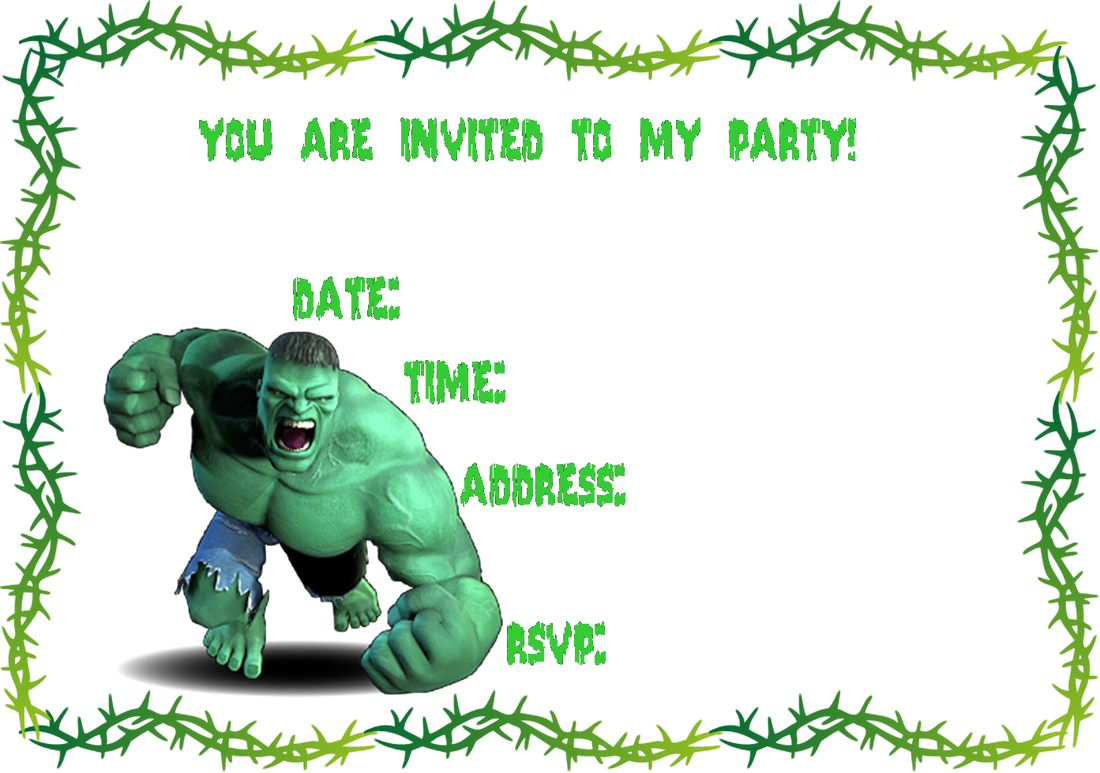 Hulk Party Invitation Template PNG