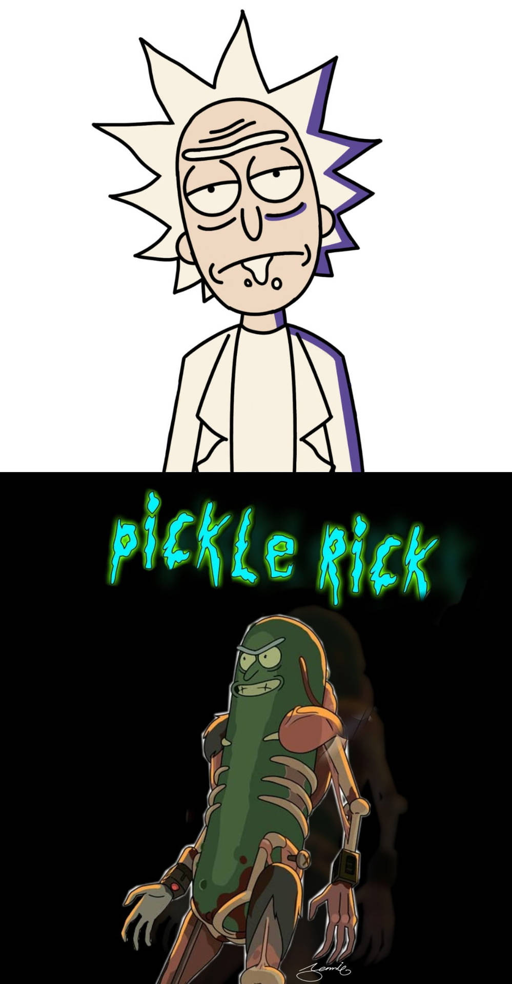 Human Rick And Pickle Rick Background