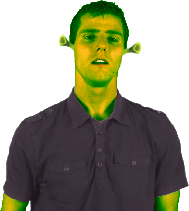 Human Shrek Hybrid Portrait PNG