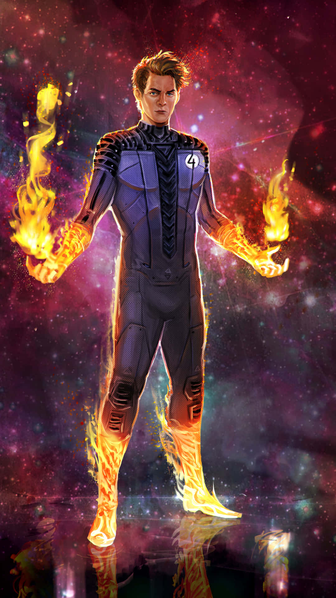 Human Torch Heroic Stance Wallpaper