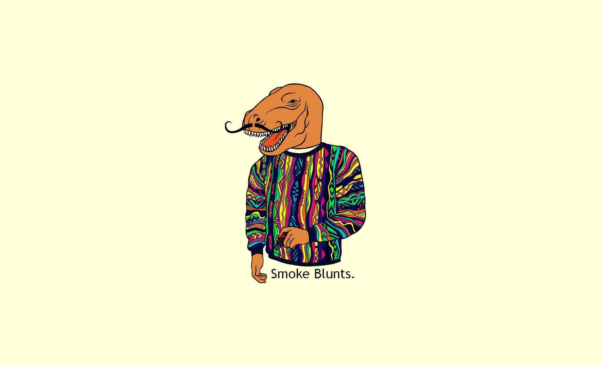 Human With Dinosaur Head Smoking Blint Wallpaper