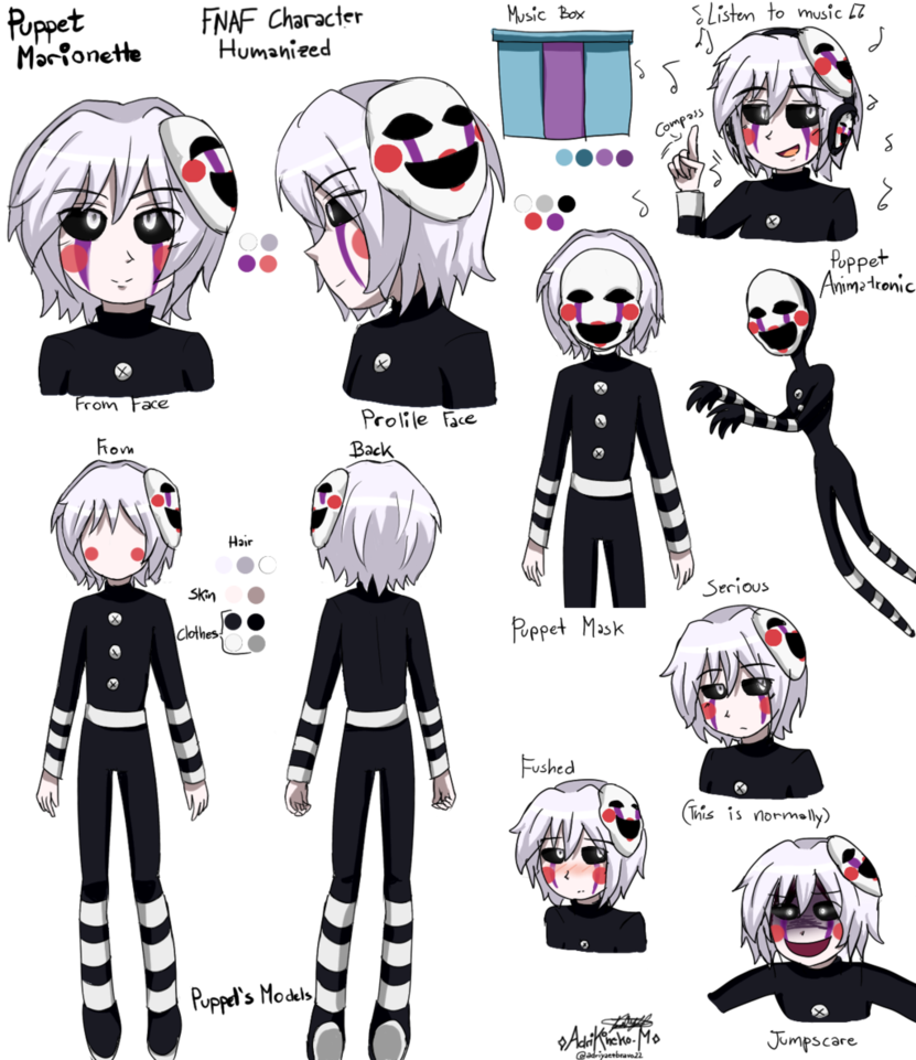Humanized Puppet Character Design F N A F PNG