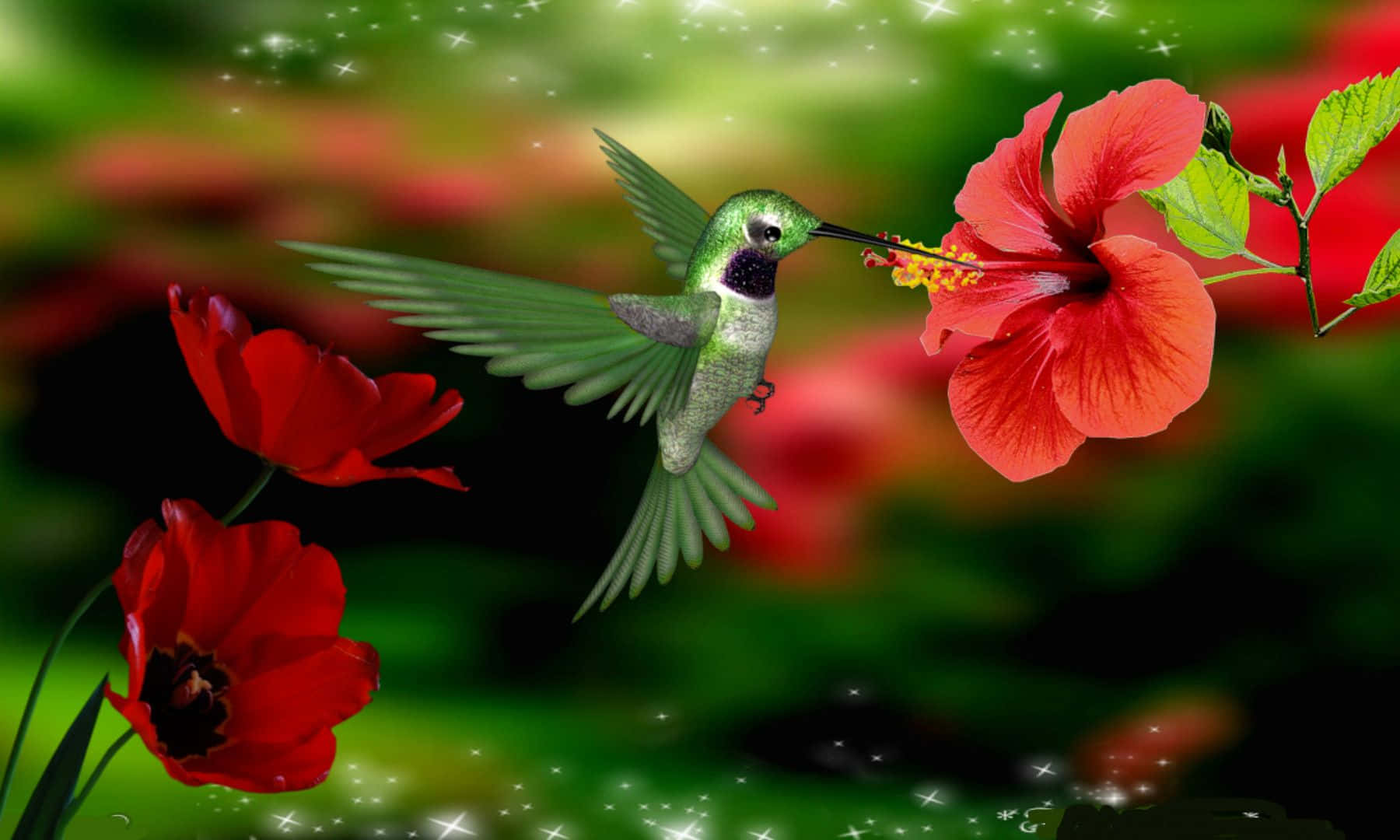 "Hummingbird Resting in a Garden"