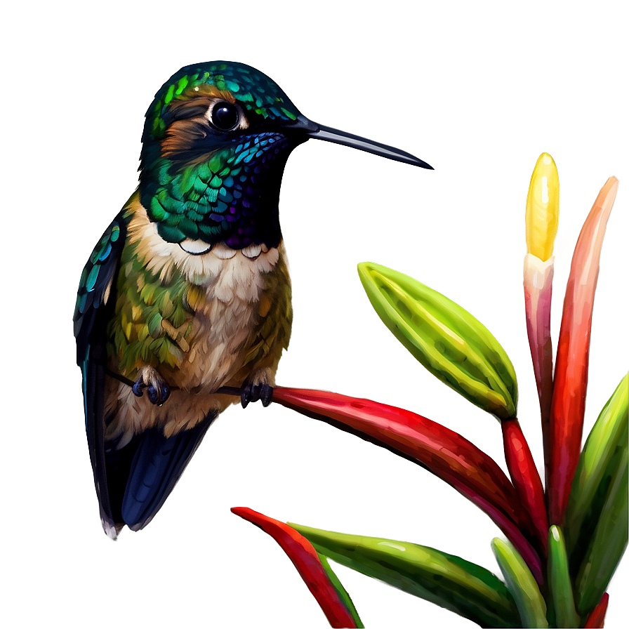 Hummingbird In Tropical Setting Png Kjn PNG
