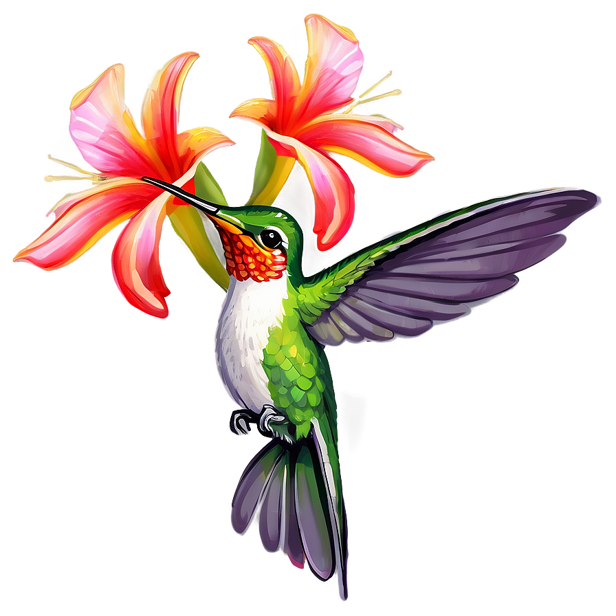 Hummingbird In Tropical Setting Png Msw29 PNG