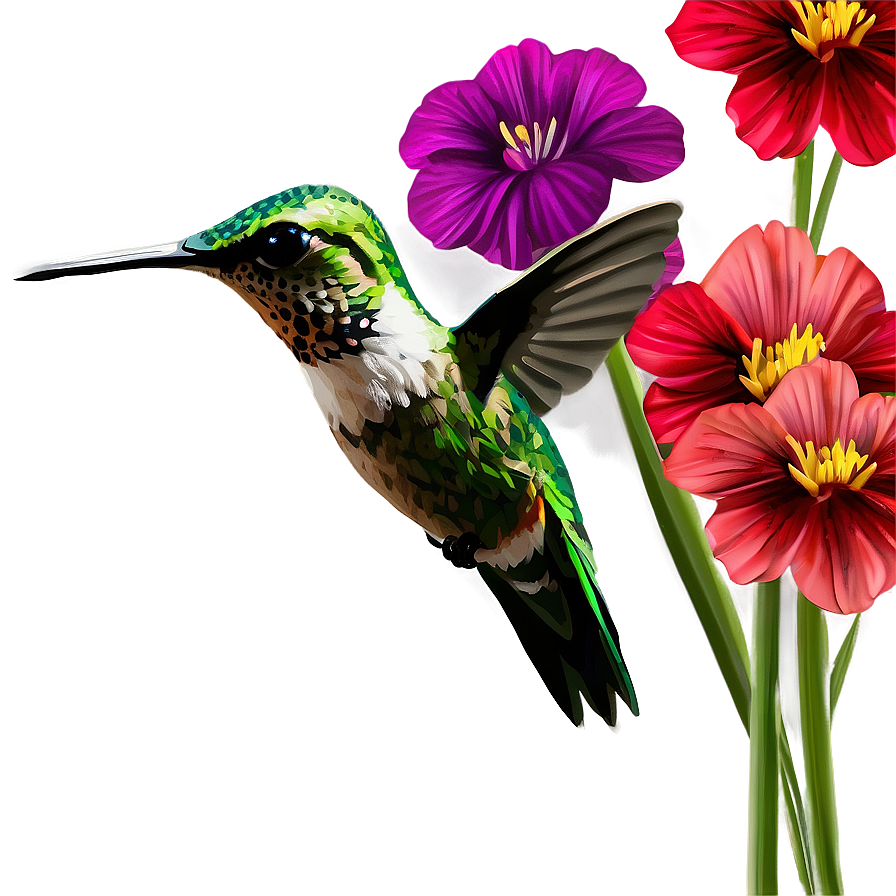 Download Hummingbird With Flowers Png Urk83 | Wallpapers.com