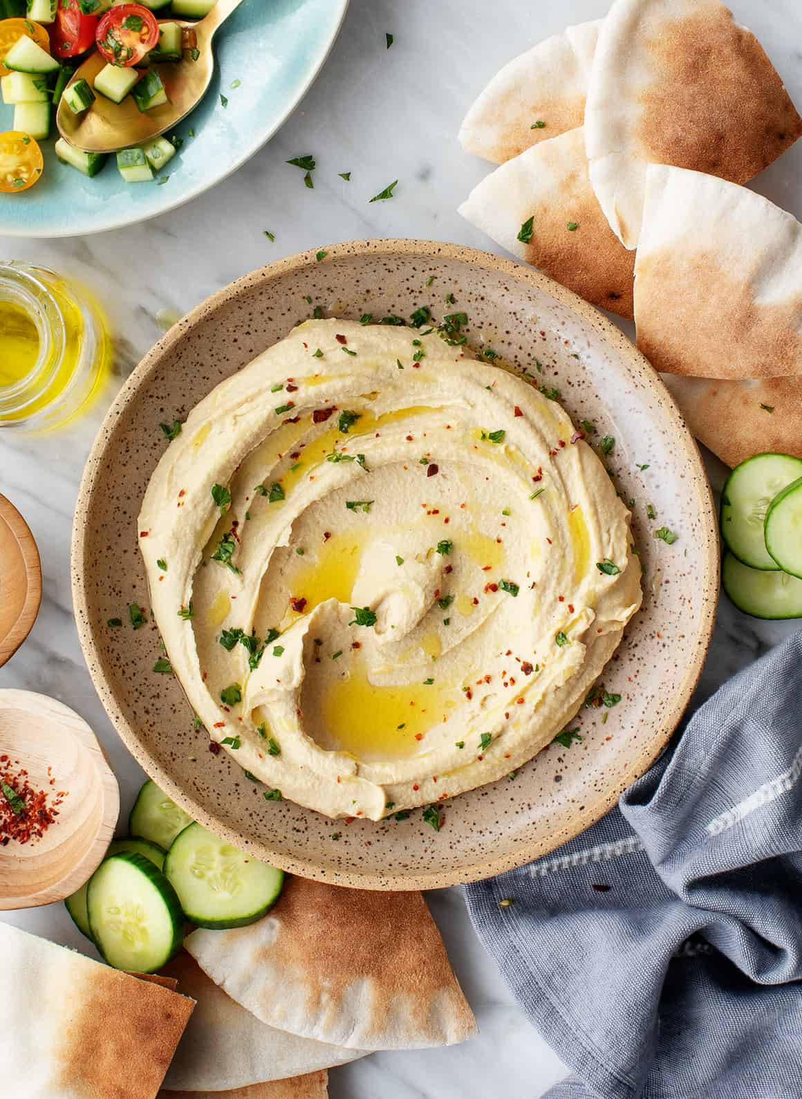 Hummus With Other Kitchen Ingredients Wallpaper