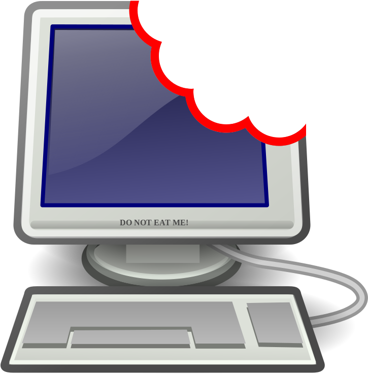Humorous Computer Clipart With Warning Sign PNG