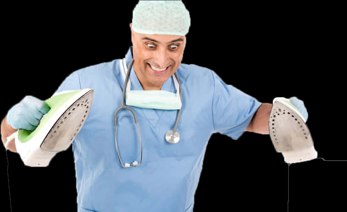 Humorous Doctorwith Irons PNG