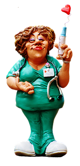 Humorous Nurse Figurinewith Syringe PNG