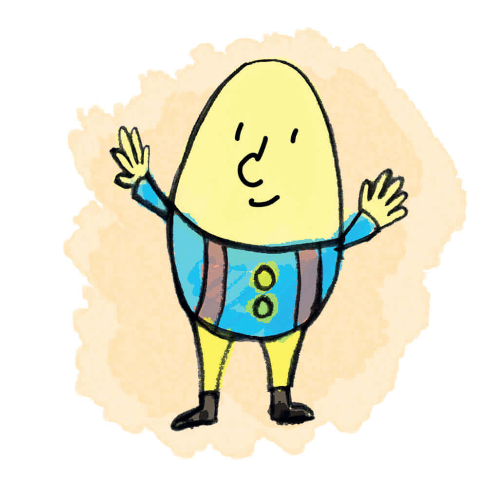 A charmingly illustrated Humpty Dumpty from the classic nursery rhyme.