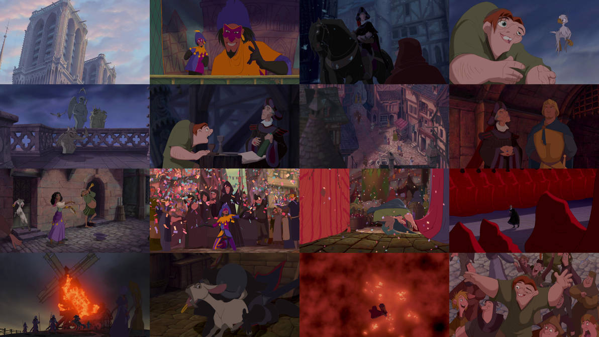 Hunchback Of Notre Dame Character Collage Wallpaper