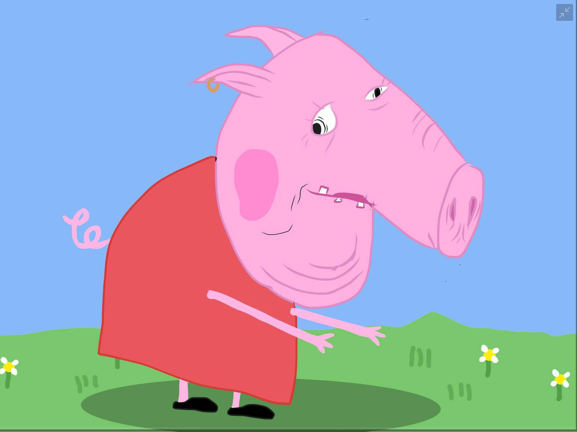 Forbøjet Over Peppa Pig Meme Wallpaper