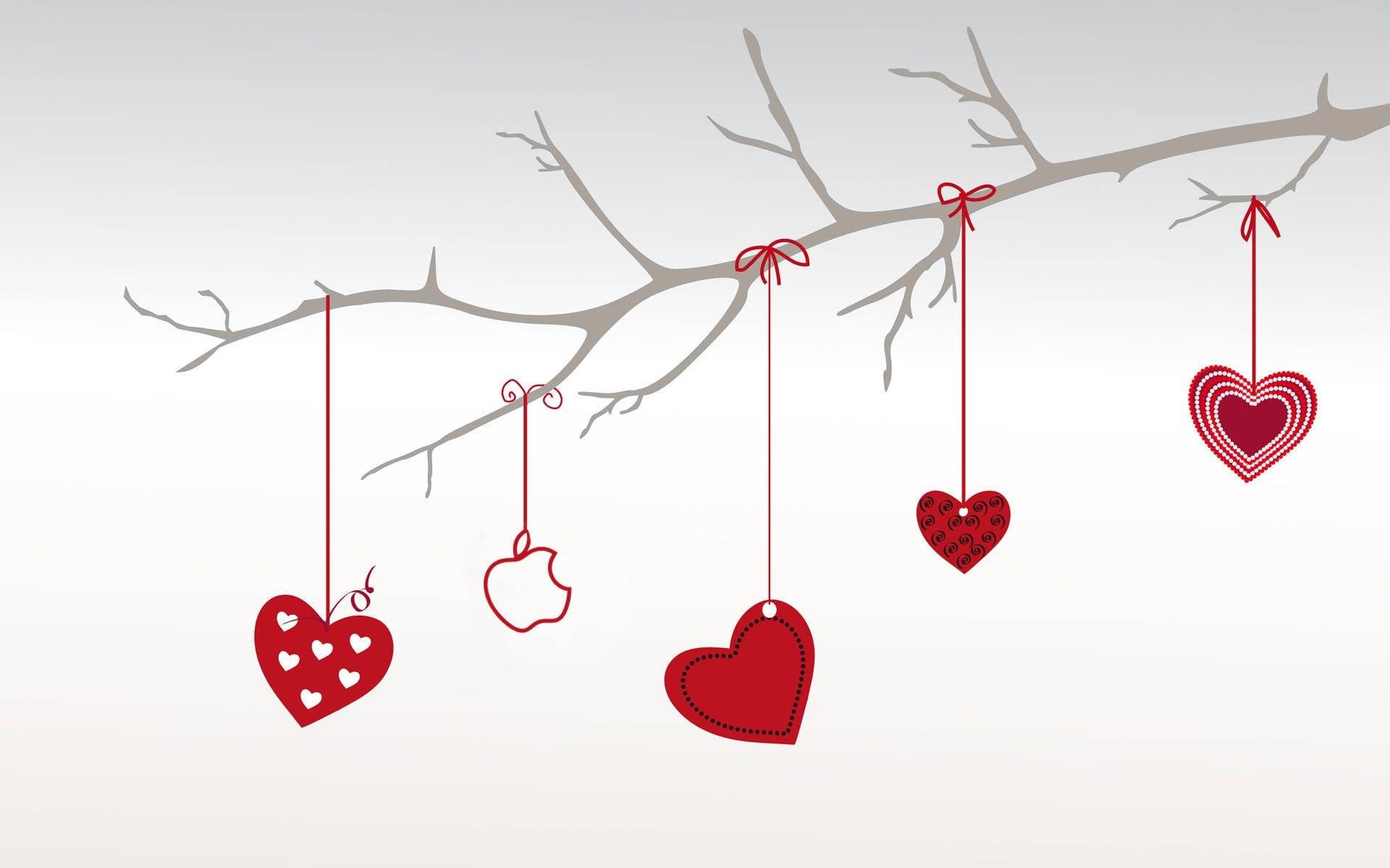 Hung Valentine's Hearts Desktop Wallpaper