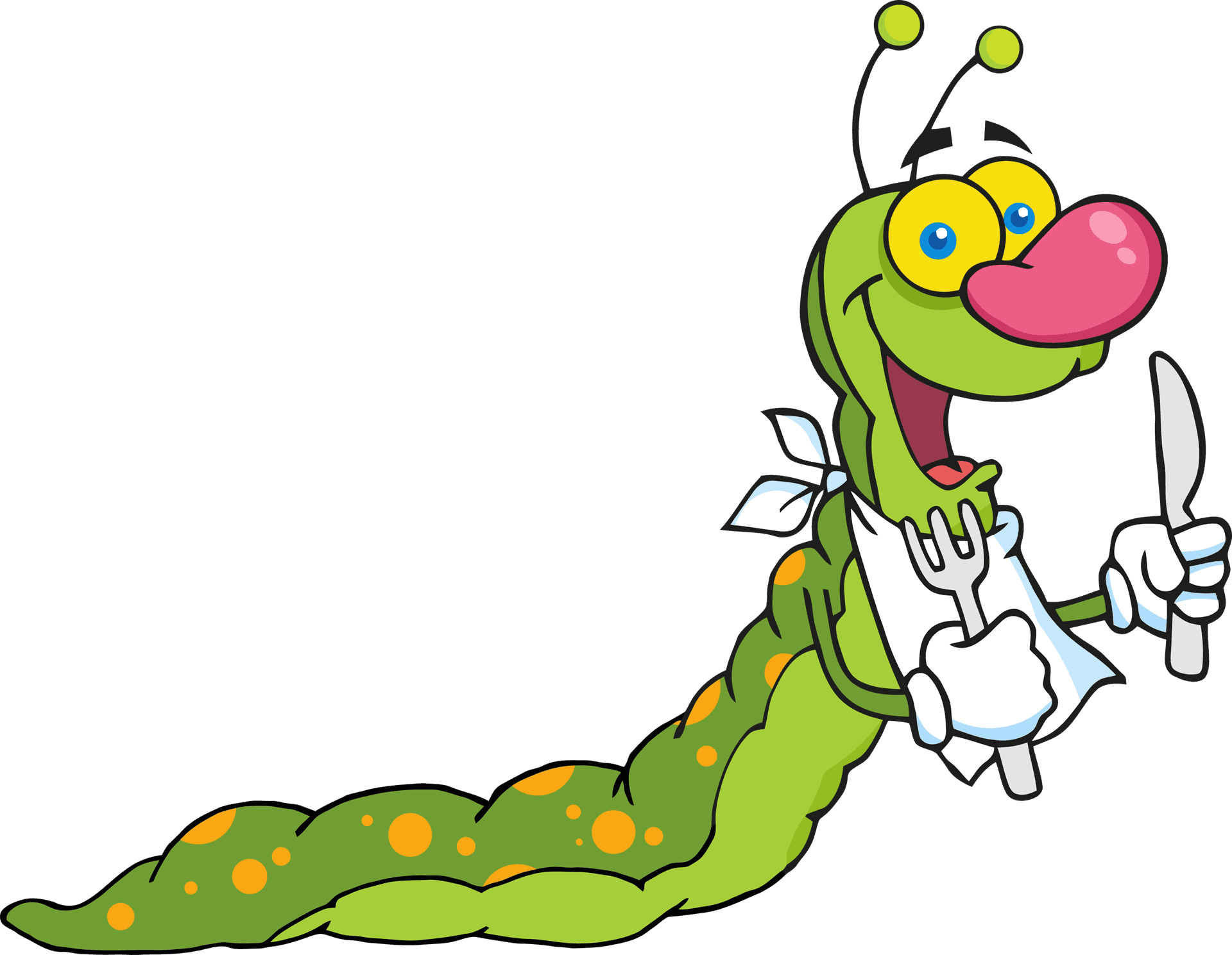 Hungry Cartoon Caterpillar PNG