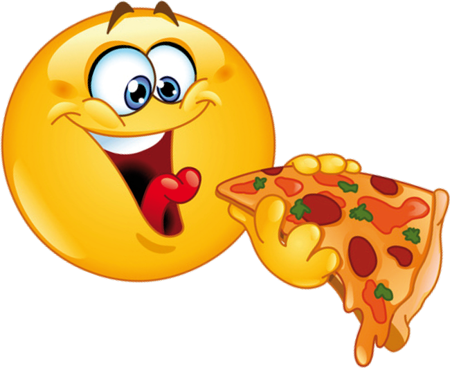 Hungry Emoji Eating Pizza PNG