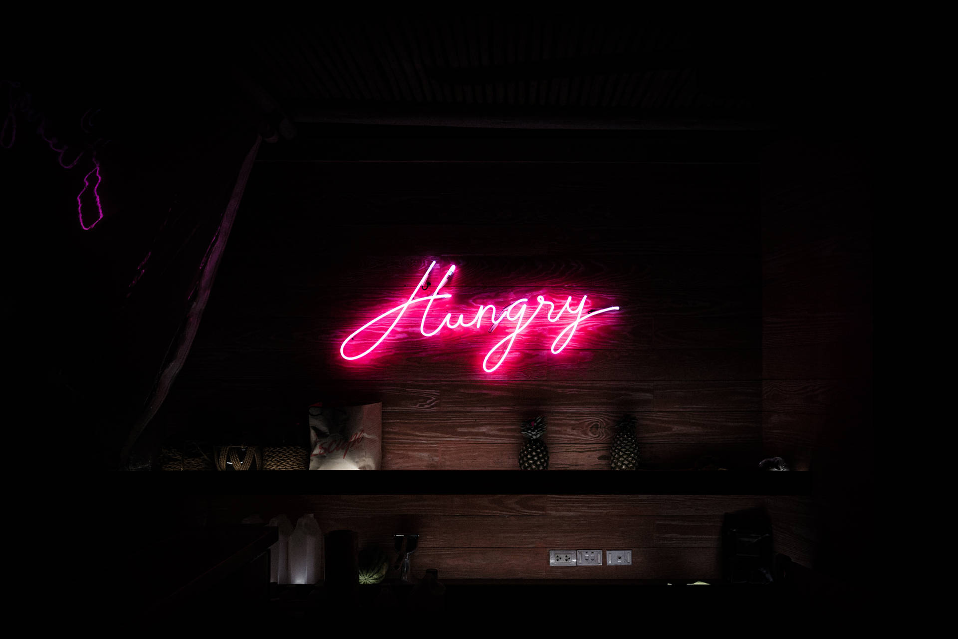 Hungry Text Neon Aesthetic Wallpaper