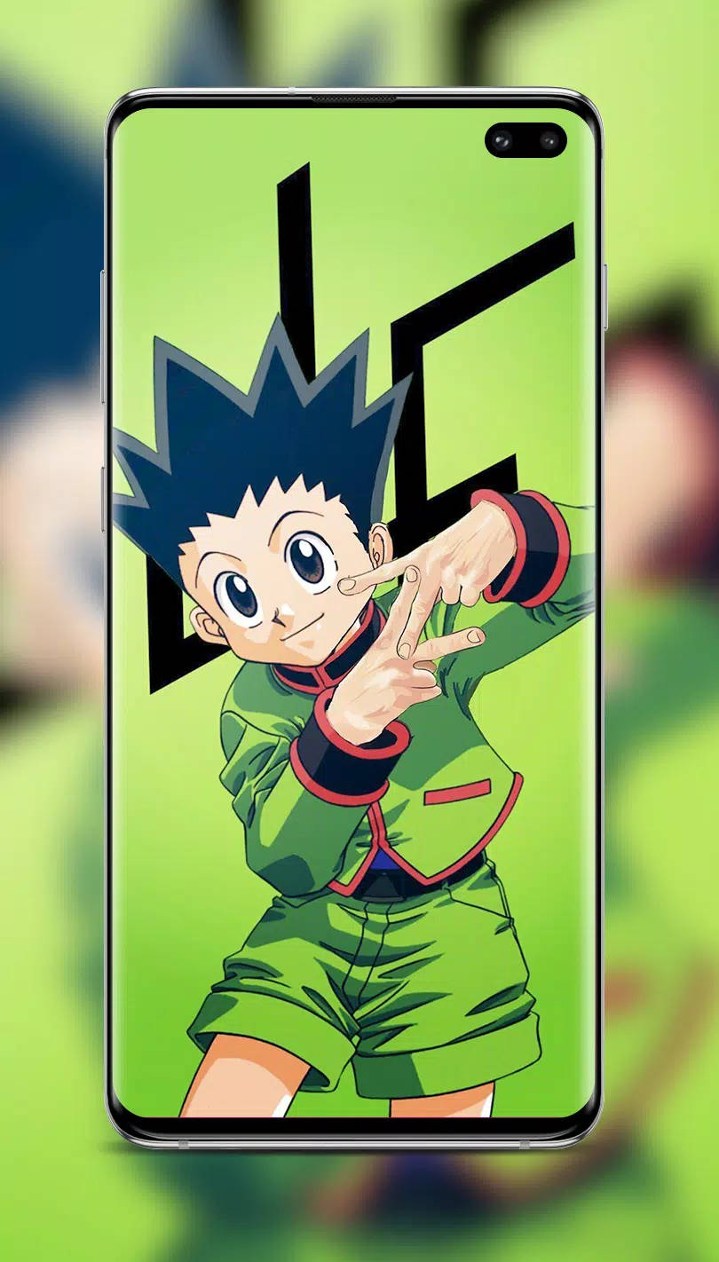A Green Phone With An Anime Character On It Wallpaper