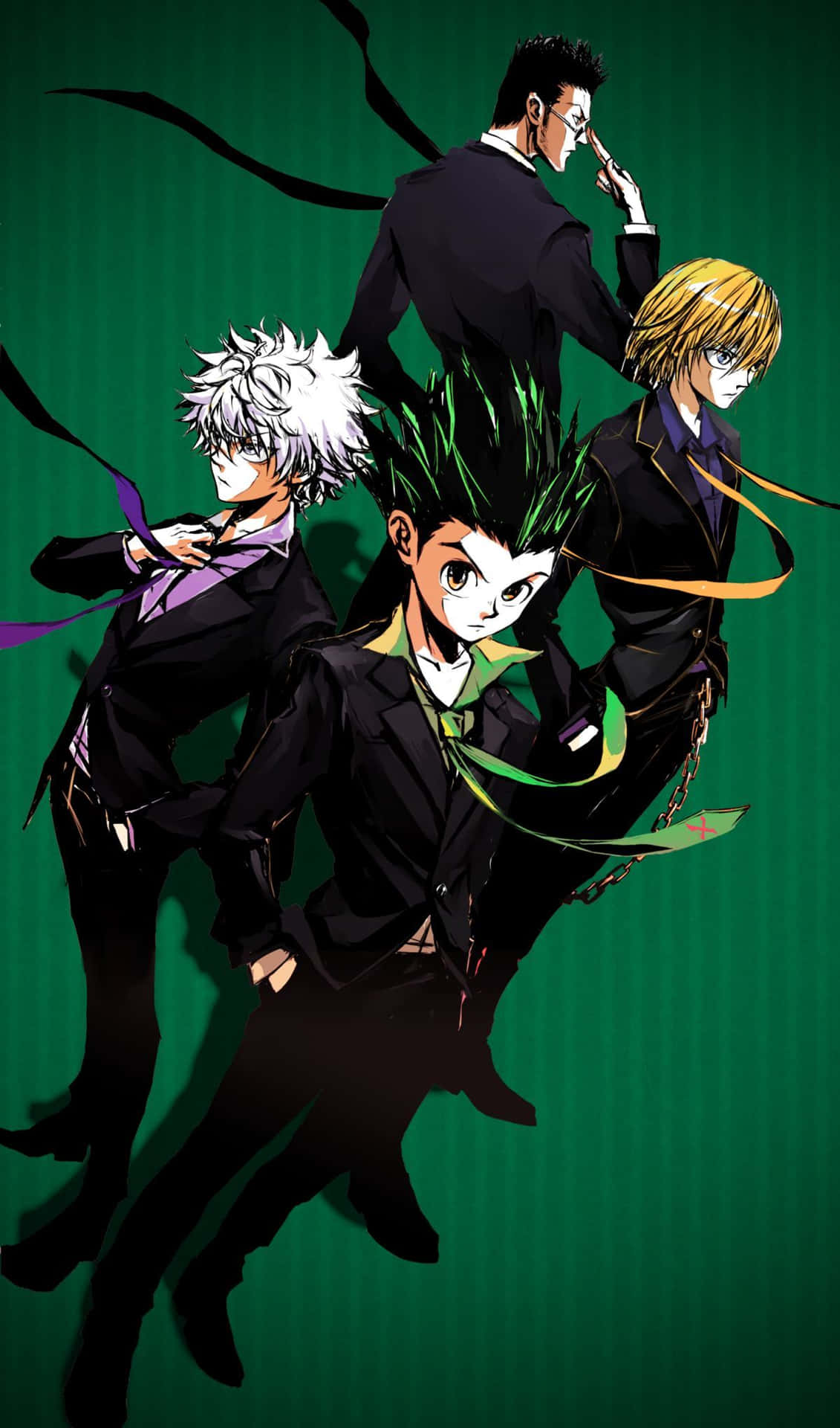 Animecharaktere Stehen Auf Einem Grünen Hintergrund. Wallpaper