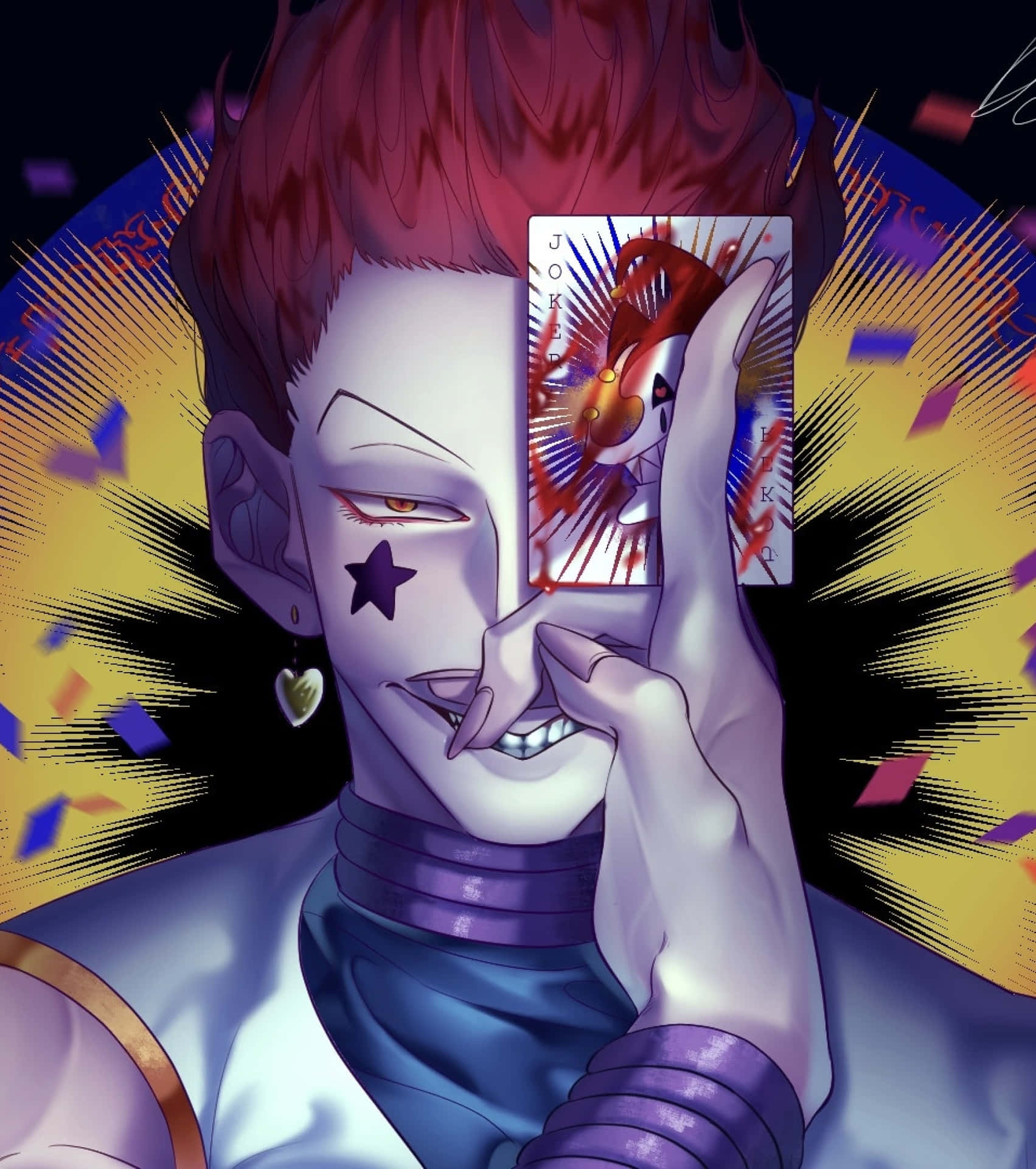 A Character With Red Hair And A Card In His Hand Wallpaper