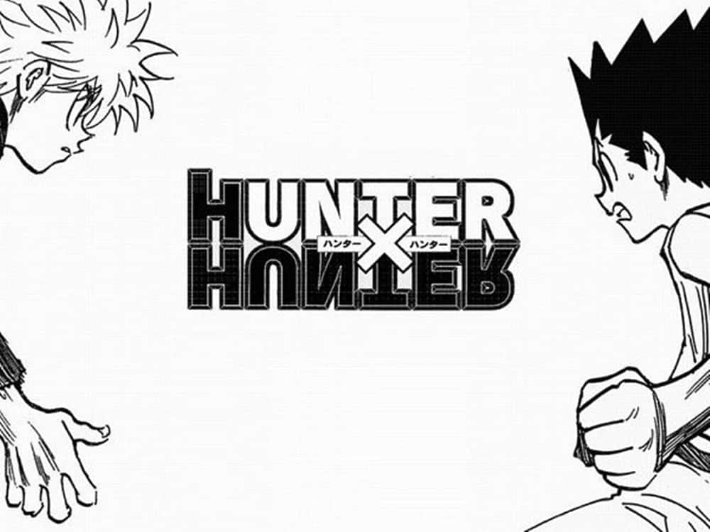 Jaktpå Hunter X Hunter-logotypen I Form Av En Tecknad Serie. Wallpaper