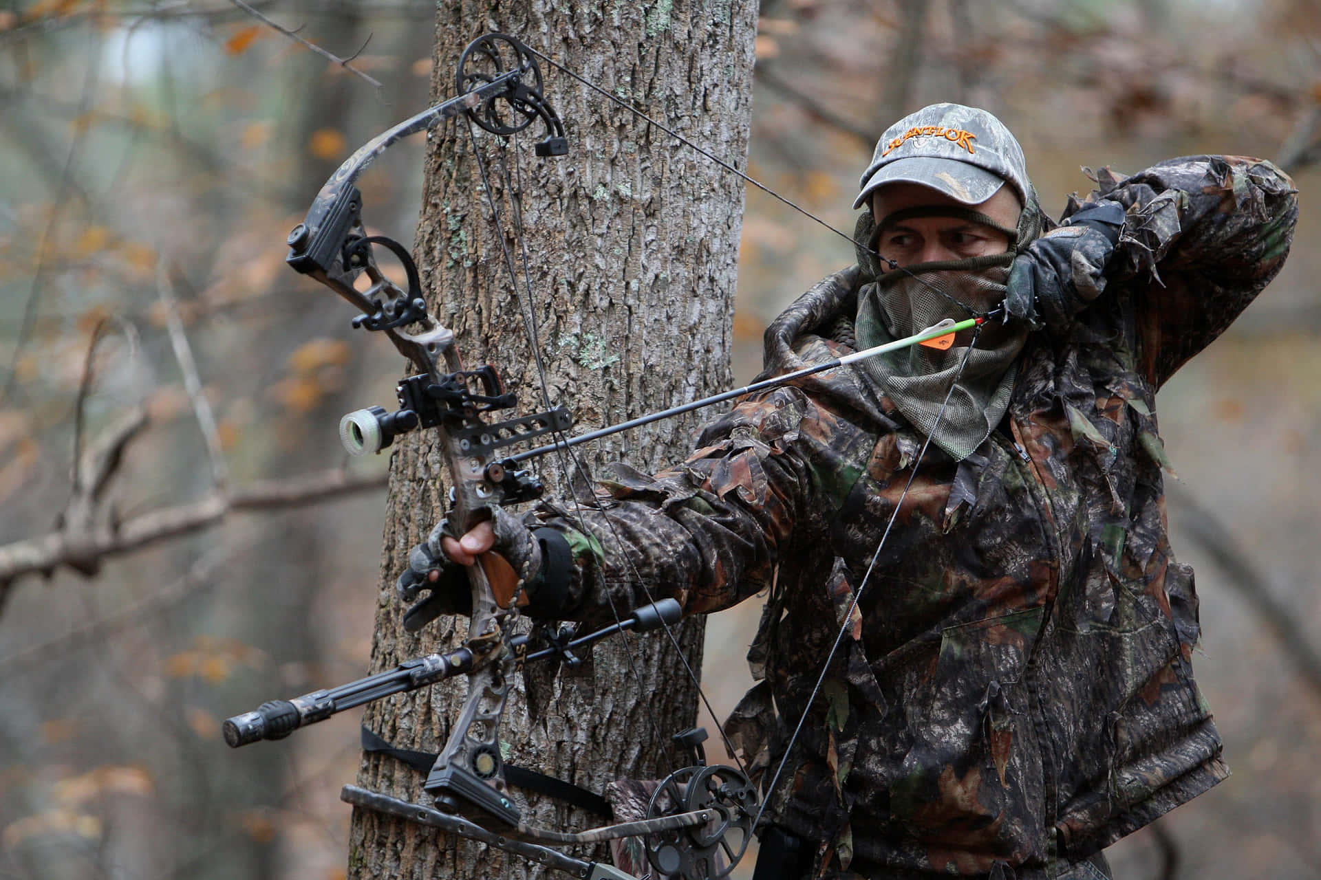 Bowhunter In A Hunting Camo Wallpaper