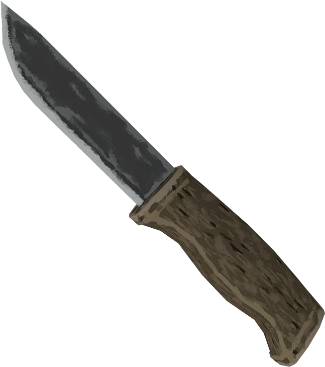 Hunting Knifewith Wooden Handle PNG