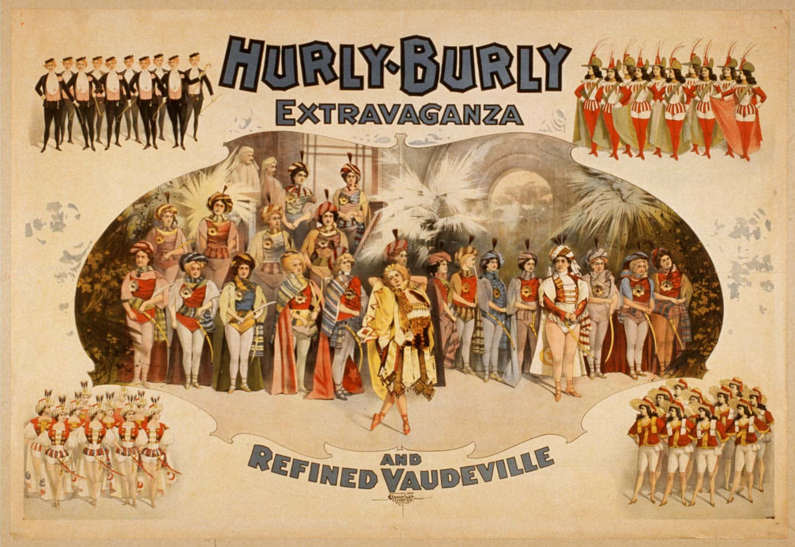 Hurly Burly Extravaganza Vintage Vaudeville Poster Wallpaper