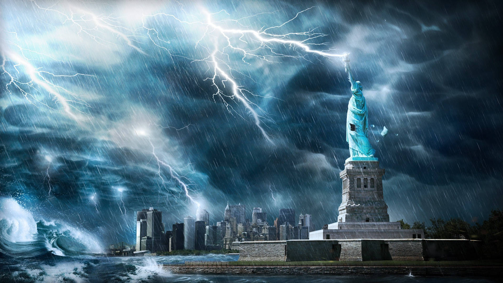 Hurricane In Statue Of Liberty Wallpaper