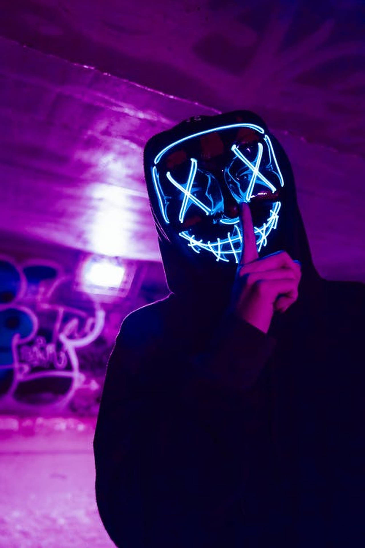 Futuristic LED Light Mask Wallpaper