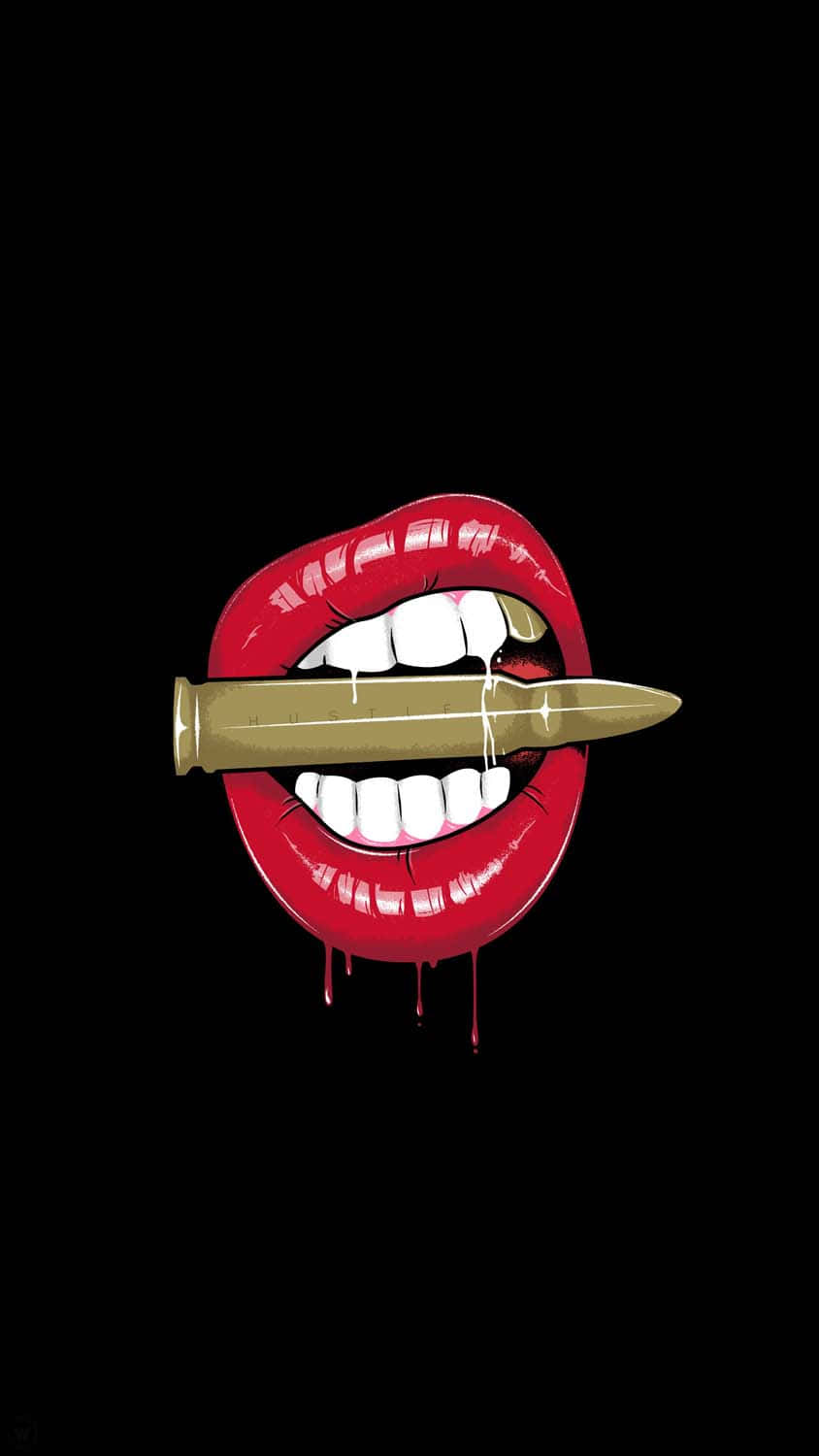 et rødt læbestift med en kugle i det Wallpaper