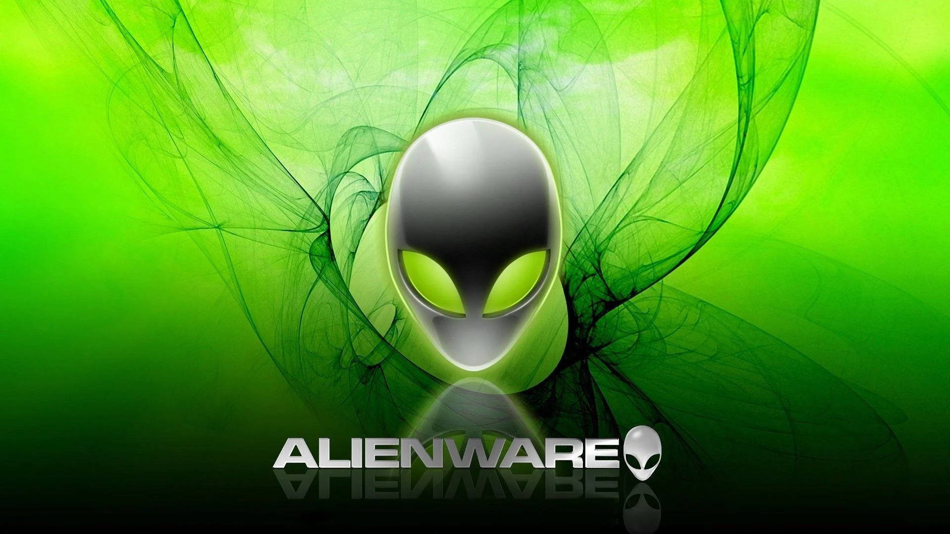 Hvid Alienware I Grøn Wallpaper