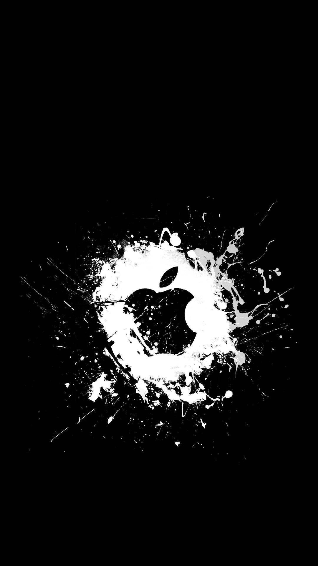 Hvid Splash Sort Apple Logo Iphone Wallpaper