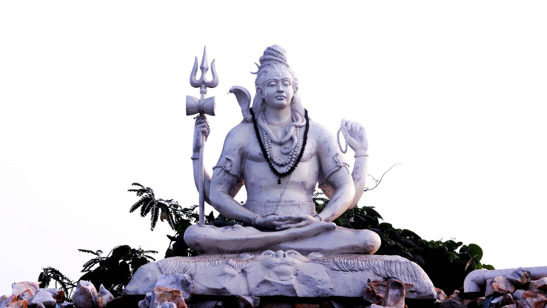 Hvid Statue Af Lord Shiva Hd Wallpaper