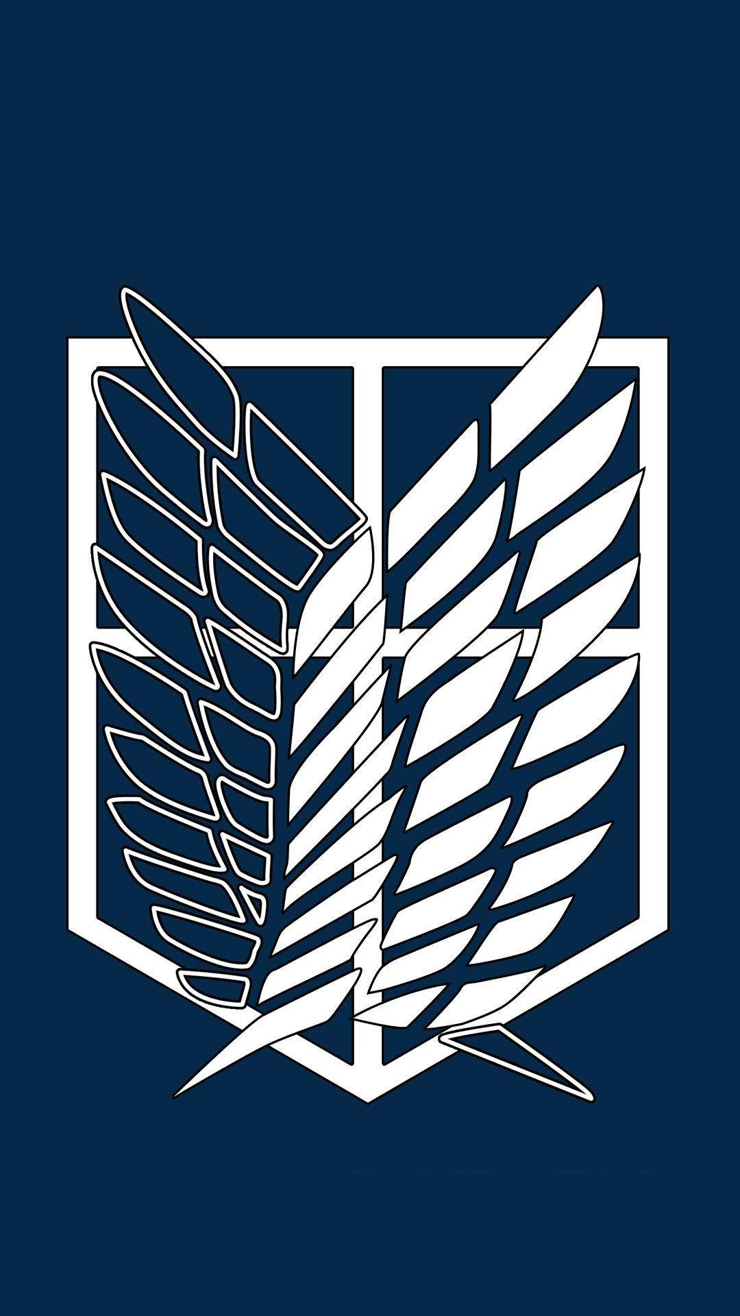 Hvid Survey Corps Logo Angreb På Titan Iphone Wallpaper