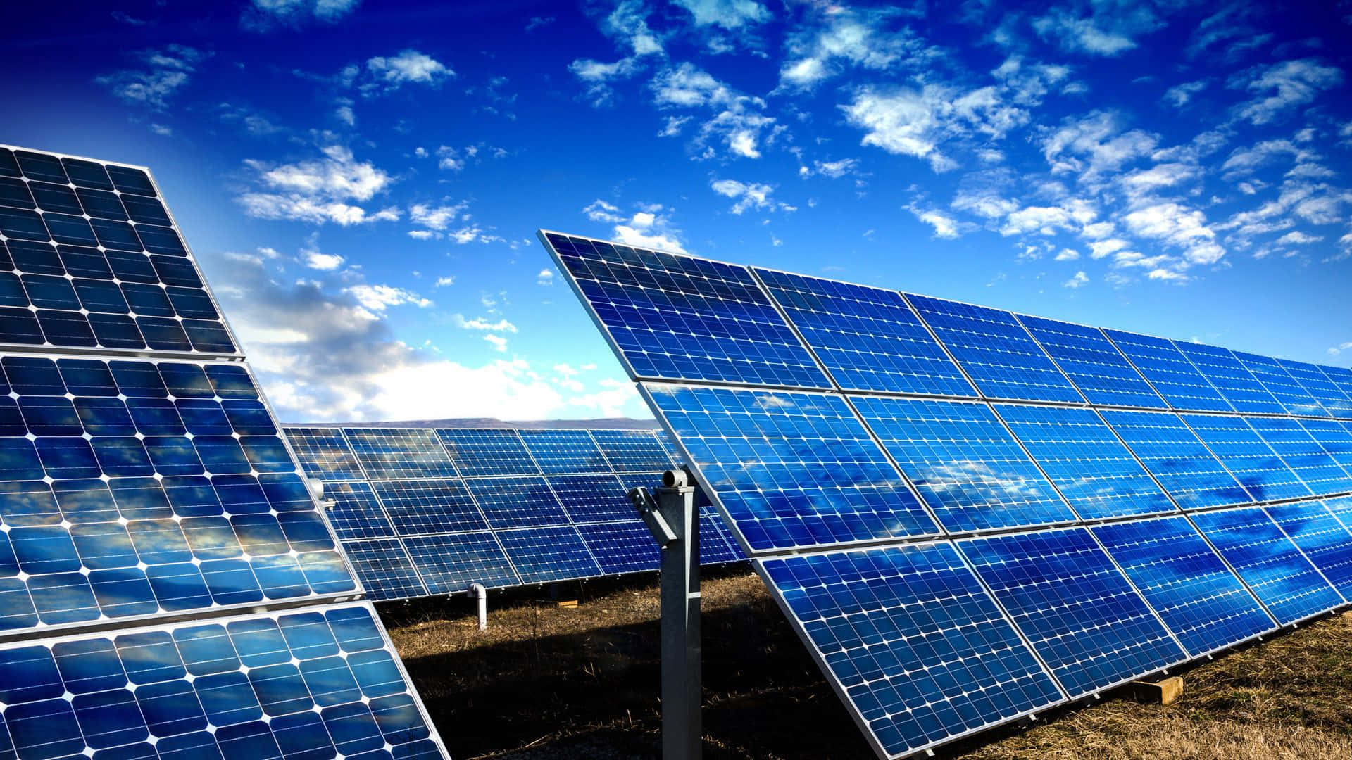 Hybrid Photovoltaic Solar Panels Park Wallpaper