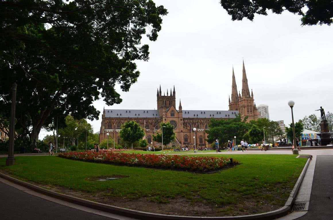 Hyde Park Sydneywith St Marys Cathedral Wallpaper