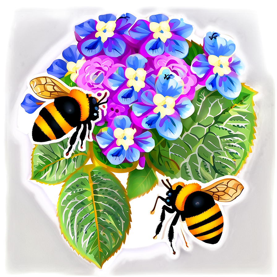 Hydrangea With Bees Png 05242024 PNG