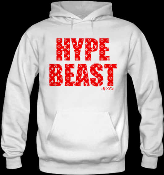 Hype Beast Red Print White Hoodie PNG