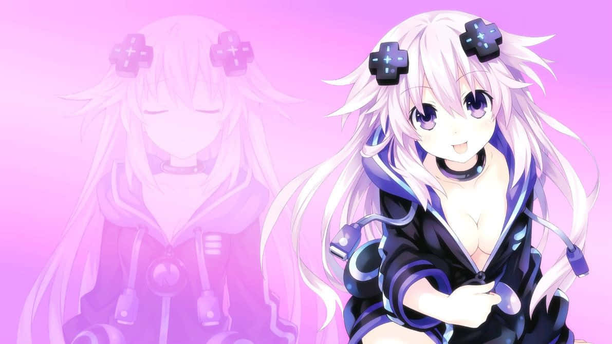 Animemädchen Mit Langen Haaren Und Violettem Hintergrund Wallpaper
